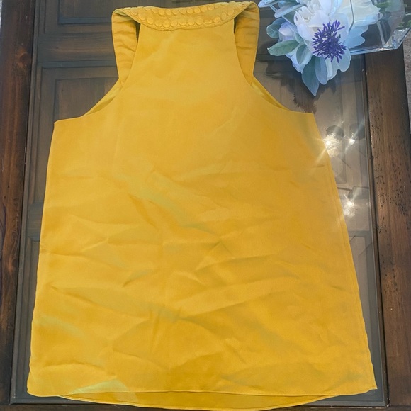 Banana Republic Satin Embroidered Blouse Mustard Size XS - Picture 7 of 7
